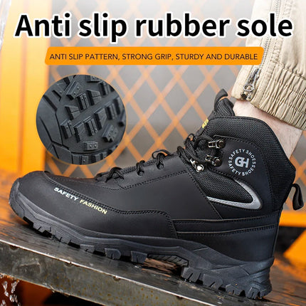 Construction Safety Shoes Men Waterproof Work Boots Anti-smash Steel Toe Shoes Puncture-Proof Indestructible Shoes Safety Shoes