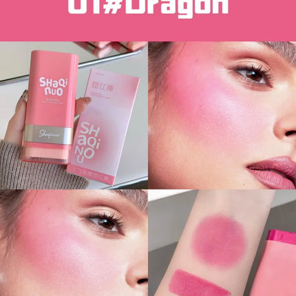 SHAQINUO Large-capacity High Color Rotating Blush Cream Stick 13g Moisturing Natural Long-lasting Waterproof Non-Removing Blush