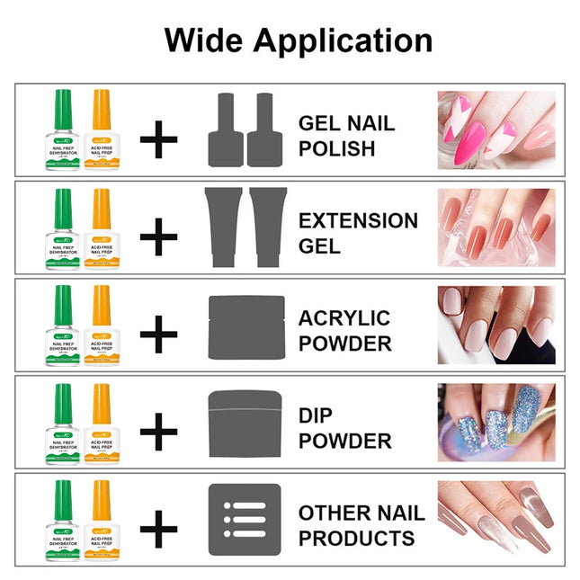 QAZIXU 10ml Nail-Primer Prep Dehydrator Gel Nail Polish Set No Need Of UV LED Lamp Base Coat Nail Art Varnish Manicure