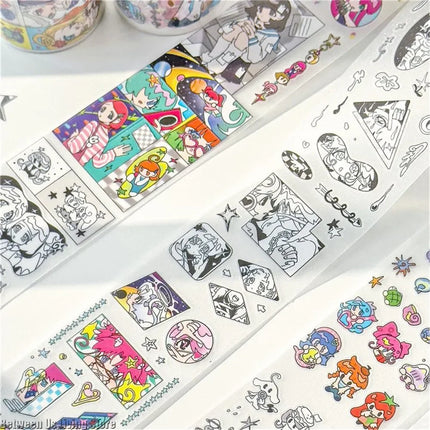 Cute Retro Graffiti Tape Stickers DIY Craft Supplies for Scrapbooking, Phone Cases,Cups & Notebooks, Decorative Adhesive Labels