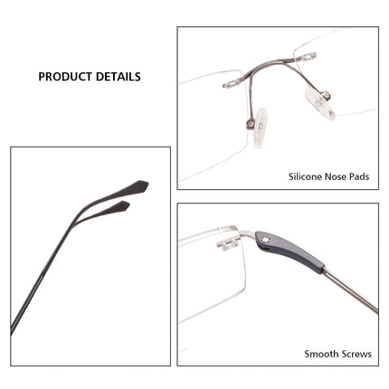 Ultralight Men Rimless Prescription Glasses Frameless Reading Computer Driving Blue Light Blocking Myopia Eyeglasses Progressive