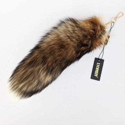 natural fox fur tail keychain furry 2024 chic y2k  beautiful accessory length 40 cm Car Keychains For Women