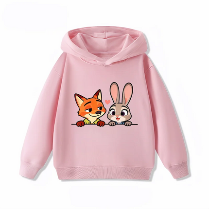 Potdemiel Zootopia Judy and Nick Children's Hoodies, Boys' and Girls' Autumn and Winter Warm Children's Hooded Sweatshirts