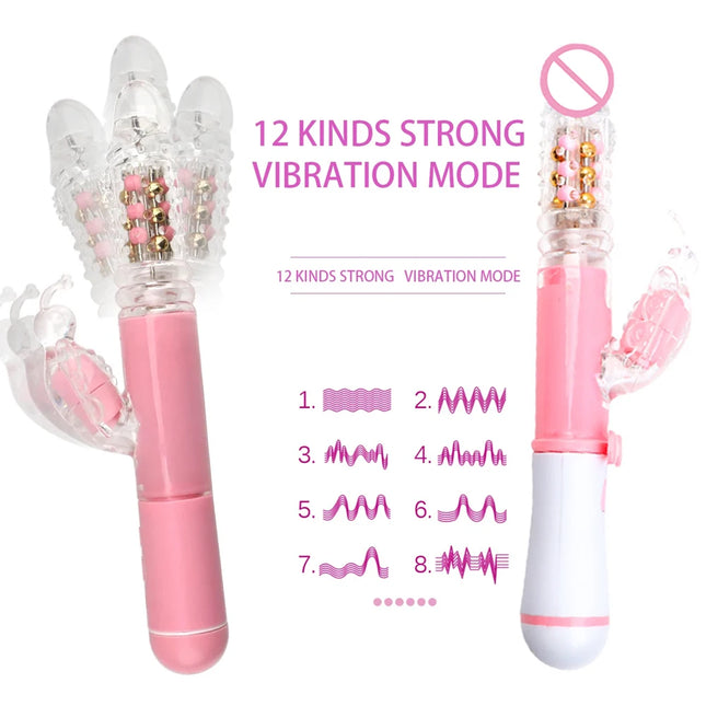 Erotic Butterfly Vibrators For Women Vaginal Clitoris Stimulator Anal Plug Rotate Stretch Fake Dildo Female Masturbator Sex Toys