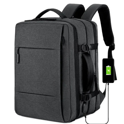 Fashion Expandable USB Laptop Waterproof Backpack Men Business School Backpack  Large Capacity Travel Backpack