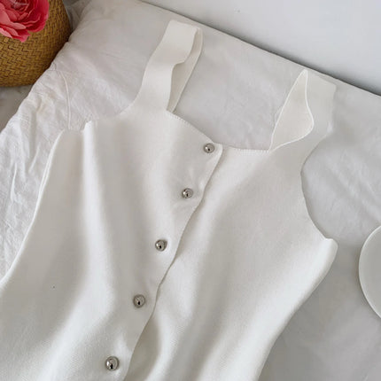 Women's Knitted Slim Fit Vest Summer 2025 Svel Top Single Button Design Versatile Inner and Outer Wear Commute Sle