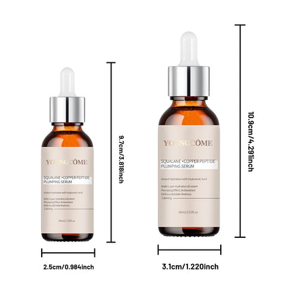 Squalane Copper Peptide Plumping Serum for Face - Hyaluronic Acid Firming Moisturizer - Rapid Hydration Serum for All Skin Types