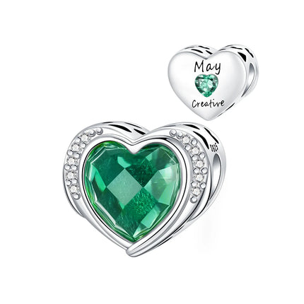 925 Sterling Silver January-December Birthday Stone Love Zircon Pendant Bead Fit Charms Necklace Bracelet Women Jewelry DIY Gift