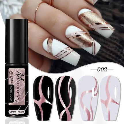 Gold Silver Metallic Liner Paint Gel Nail Polish Chrome Mirror Metal Effect Super Bright French UV LED Semi Permanent Nail Gel