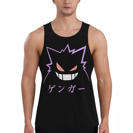 Pokemoned Gym Gengar Compression Muscle Tank Top Mens Gym Sleeveless Tees Sports Wear Male Bodybuilding Fitness Training Vest