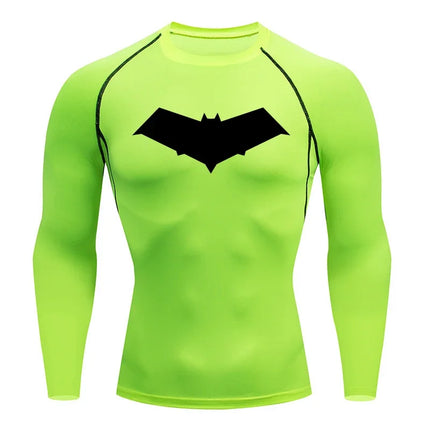 Summer Casual Run Compression T-Shirt Men Tops Bat Print Quick-Dry Fitness Gym Sportswear MMA Rashguard Jersey Workout Tee Male