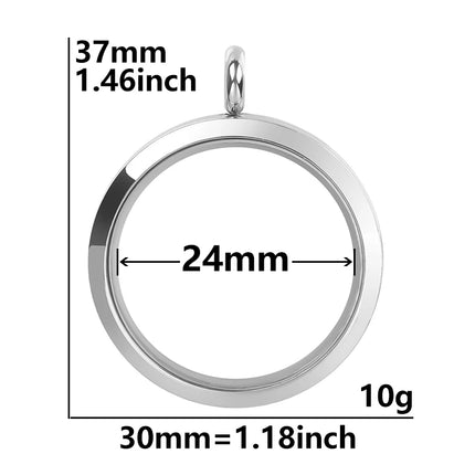 1Pc Stainless Steel Openable Glass Coin Bezel Cremation Urn Locket Pendant Round Reliquary Picture Medaillon кулон Jewelry