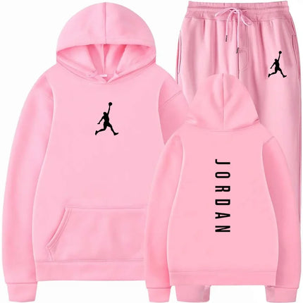 Autumn Wintern Mens 2-Piece Tracksuit Jordan Print Hoodie + Joggers Set Casual Sportswear for Gym Workout Basketball Daily Wear