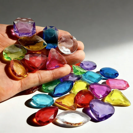 30Pcs Acrylic Crystal Diamond Gemstone Toys for Girls Colorful Treasure Chest Jewels Set Kids Birthday Gift  Christmas Gift