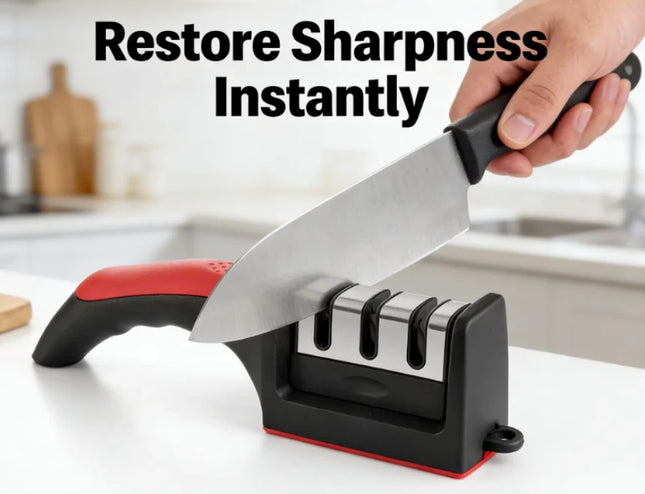 2 Pack 3 Stage Knife Sharpener Multi Function Quick Sharpening Tool With Non-Slip Base Portable Small Kitchen Gadget Household Chef Knife Accessories