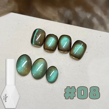 WS 10ML Sunlight Cat Eye Gel Nail Polish Autumn Winter Whitening Wine Red Color Light Sunset Glow Cat Eye Glass Beads Nail Atr