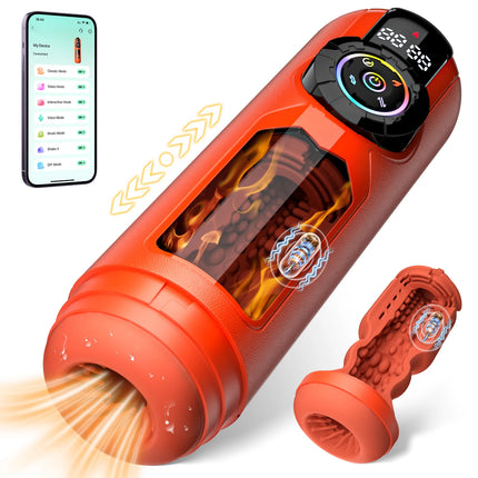 Automatic Male Masturbator Cup Telescopic Sucking Heated Pussy Blowjob Machine Thrusting Vibration Masturbation Sex Toy for Men