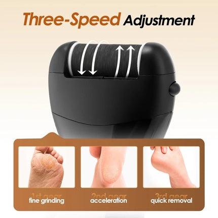 Electric Callus Remover Professional Foot File Pedicure Machine 3 Heads IPX4 Waterproof Rechargeable Heel Dead Skin Scrubber