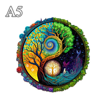 Beautiful Tree Pattern Wooden Puzzle with Irregular Animal Shapes, Stress Relieving Toys, Holiday Birthday Gift