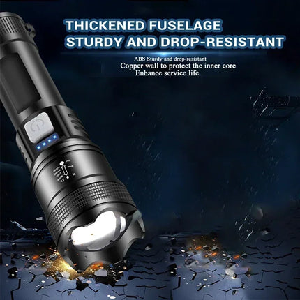 High Power LED Flashlight Long Range Tactical Torch Telescopic Zoom USB Rechargeable Portable Lamp For Outdoor Emergency Fishing