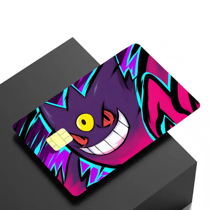 Anime Cartoon P-Pokemon-Gengar Stickers 4pcs PVC Credit Card Skin Stickers Removable Self-adhesive Protective Film
