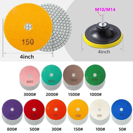 Top！1-20Pcs 3/4/5/6/7Inch Diamond Polishing Pads Wet/Dry Flexible Pads For Granite Stone Concrete Marble Sanding Grinding Discs