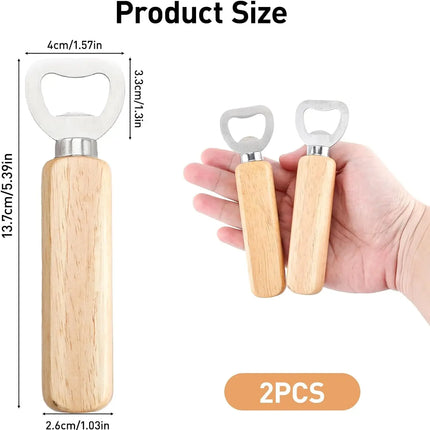 Wine Soda Glass Cap Opener Wooden Bottle Beer Can Opener Household Kitchen Bar Tools Home Handle Handheld Gadgets