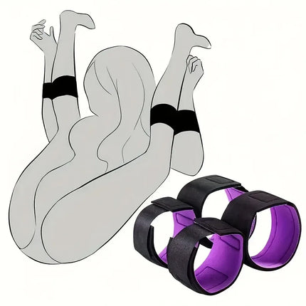 Adjustable Leg Spreader Restraint Set Soft Padded Wrist Ankle Cuffs Comfort Kit for Couples Adult Bedroom Games