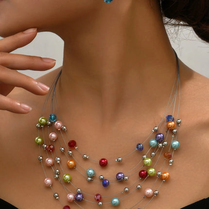 3 Pieces Of Women's Trendy Colorful Beaded Earrings, Necklaces, Jewelry Sets, Weddings, Banquets, Parties, And Holiday Gifts8776
