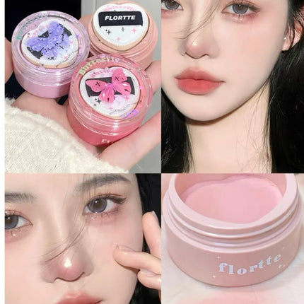Flortte Air Powder Blush Cream Highlight Natural Nude Repair Brightening Face Thin Glitter Pure Desire Makeup With Puff
