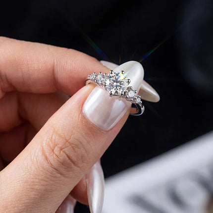 925 Sterling Silver Real 1CT Certified Moissanite Diamond Engagement Rings for Women Wedding High Quality Fine Jewelry