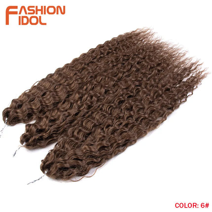 FASHION IDOL 22 Inch 300g 3PCS Ariel Curl Hair Water Wave Twist Crochet Hair Synthetic Ombre Brown Fiber Braiding Hair Extension