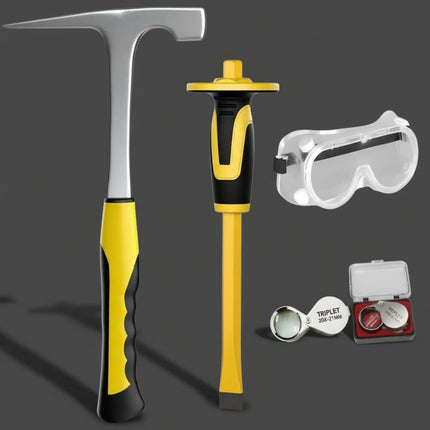 4 Pieces 32 Ounce Geology Hammer Kit Drop Molded Steel Geology Rock Pick Hammer Kit Rock Pick and Carving Tool Set