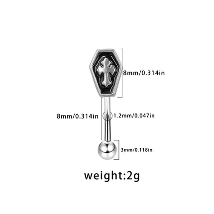 Fashionable Girl 1PC Stainless Steel Minimalist Basic Style Daily Black Devil Hot Girl Eyebrow Stud Piercing Accessory Jewelry