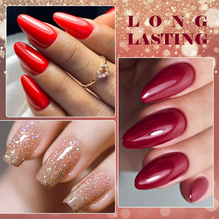 6pcs 10ml Gel Nail Polish Set Red Sparkling Glitter Semi Permanent Soak Off UV Gel Varnish For Christmas Nails Nail Supplies DIY
