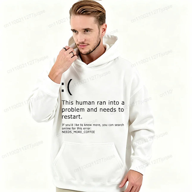 Men Hoodies Funny Blue Screen of Death Coffee Error Graphic Tracksuits Autumn Winter Man Sportwear Geek Sweatshirts Tops Gifts