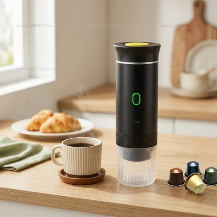 Electric Portable Espresso Coffee Maker for Car Home Camping 3-in-1 Capsule Powder Travel Coffee Machine with USB Rechargeable