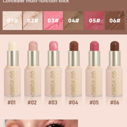 Waterproof powder blusher stick, transparent concealer multifunctional makeup stick, create a natural look