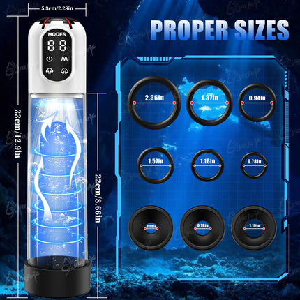 YAFEI IPX7 Electric Penis Pump Adult Sex Toy Enlarger for Men Erection Air Water Extender 4 Training 3 Suction 9 Silicone Sleeve