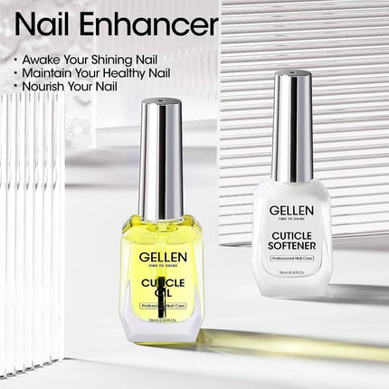 GELLEN Nail Polish Set 18ml 4PCS Kit Base Coat Top Gel Cuticle Softener Oil Salon Quality Manicure Pedicure Valentines Gift