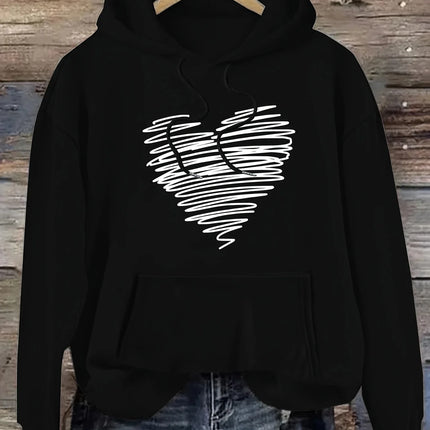 Women's autumn and winter warm and loose casual NOPE not today printed suede long sleeved hooded sweatshirt