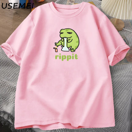 Funny Rippit T-Shirt Frog Graphic T Shirt Causal Cotton Short Sleeve Printed Tshirt Harajuku Streetwear Mens Tshirt Tops