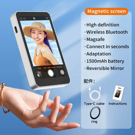 SHIYAN Phone Selfie Monitor Screen Magnetic Mount Using Phone Rear Camera for Selfie Vlog Live Stream TikTok iPhone & Android