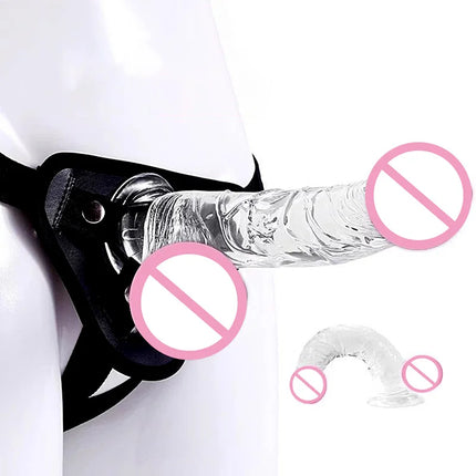Realistic Wearable Strap On Clear Dildo Masturbator Strong Suction Cup G-spot Adult Sex Toy Suitable for Female and Male Couples