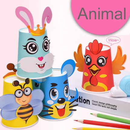 12pcs/set 3D DIY handmade Paper Cups Sticker Material Kit Kids Kindergarten School Art Craft Educational Toys for Children TMZ