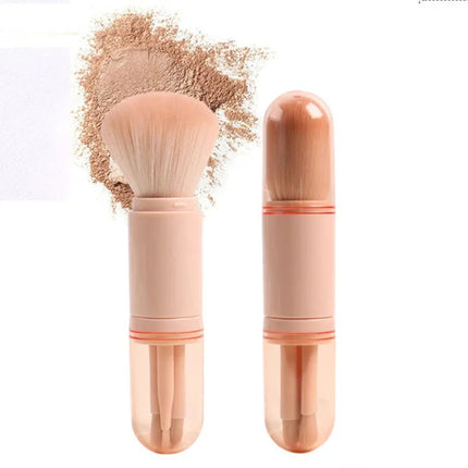 4 in 1 Mini Cute Makeup Brush Travel Makeup Brushes Set Retractable Professional Foundation Blending Powder Eye Shadow Brush