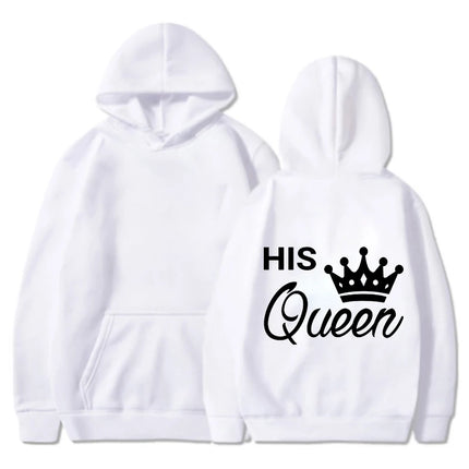 New Valentine's Day His Queen And Her King Printed Hoodies Men/Women Couple's Sweatshirts Casual Hoodie Personality Pullover
