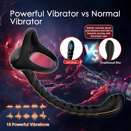 3 in 1 Anal Vibrator for Men Prostate Massager Male Vibrator Cock Ring Taint Stimulator Remote Control Anal Beads Adult Sex Toys