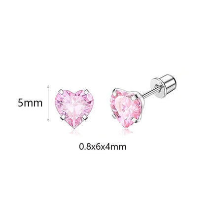 Hypoallergenic Spiral Earrings for Ladies Surgery Steel Cute Heart CZ Flowers Pearl Ball Small Stud Earrings for Girls