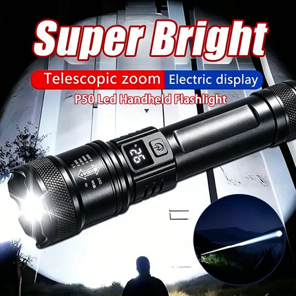 100000LM Super Bright Flashlight Rechargeable LED Torch Long Range Tactical Lamp for Outdoor Waterproof Camping Fishing Lantern